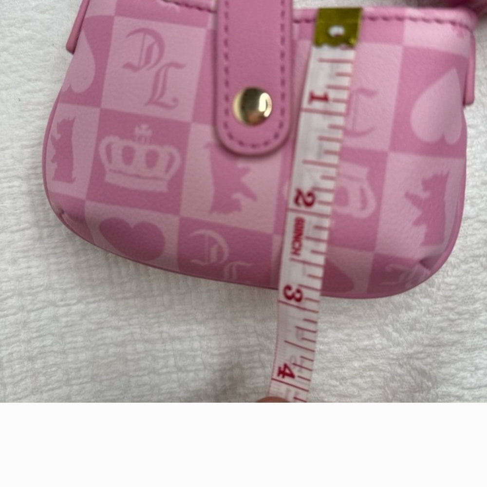 Juicy Couture Pink Checker Heart Crossbody with Heart Coin Pouch - Picture 7 of 10